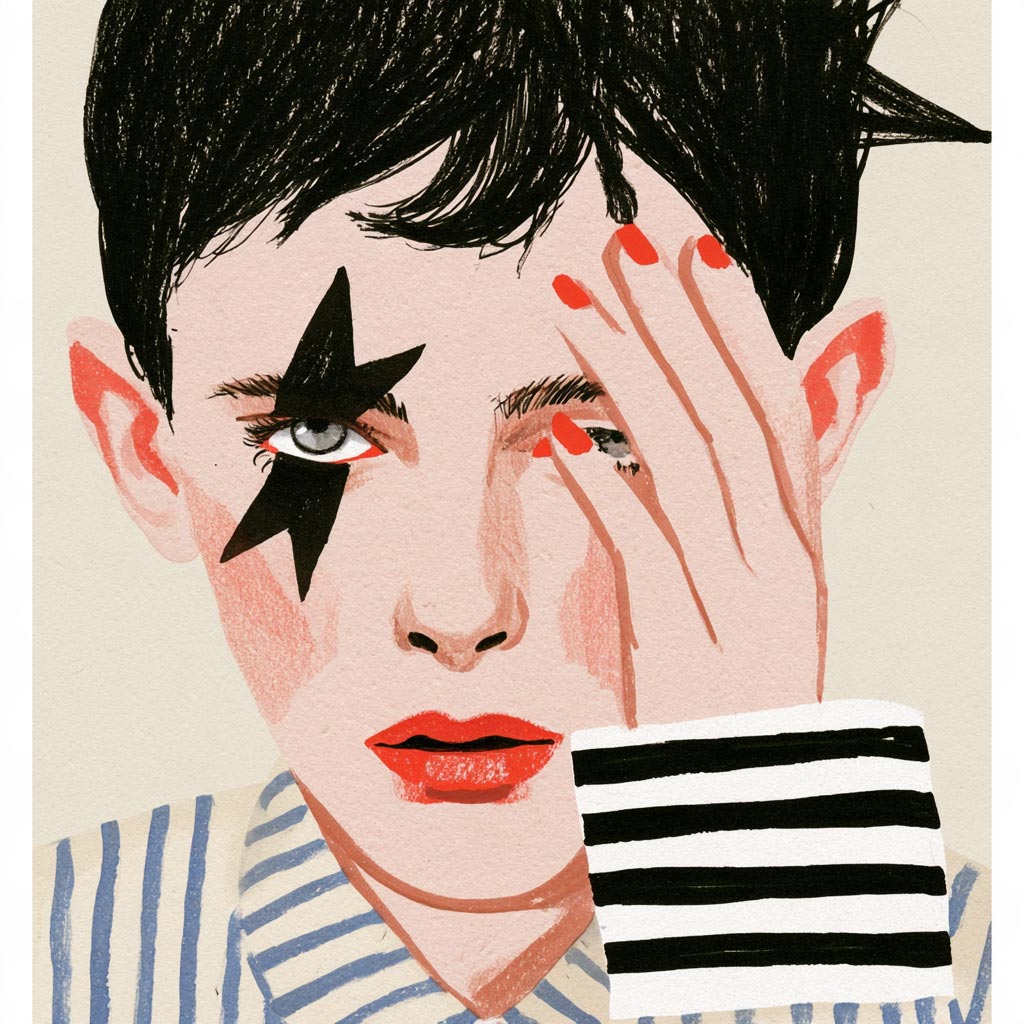 Illustration de portrait de mode IA pour un magazine à Genève